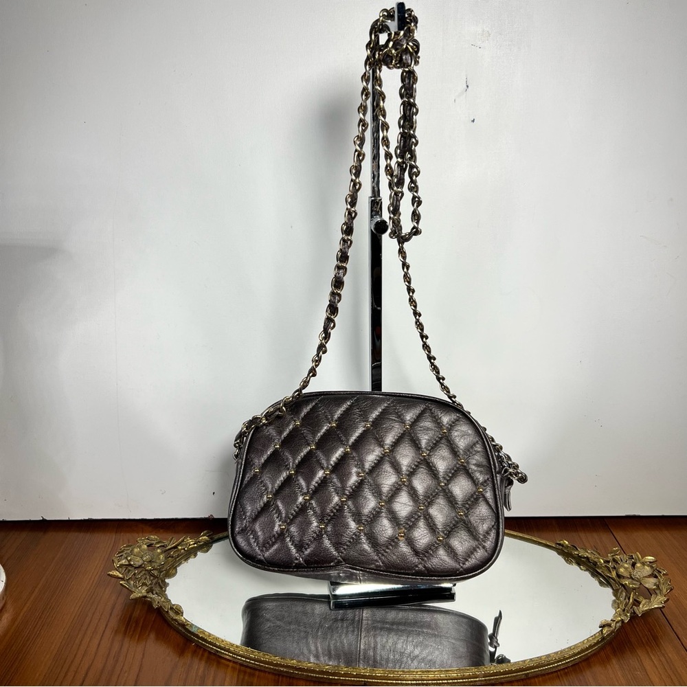 Vanessa Quilted Shoulder Bag Gunmetal Vintage Great Condition